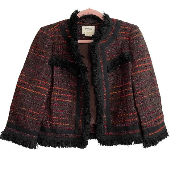 Kate Spade Multi Tweed Fringe Jacket NWOT - Picture 2 of 6